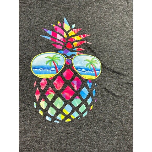 Grey Muticolor Pineapple w/shades Palm Trees Tank Top size Xl - Picture 2 of 5